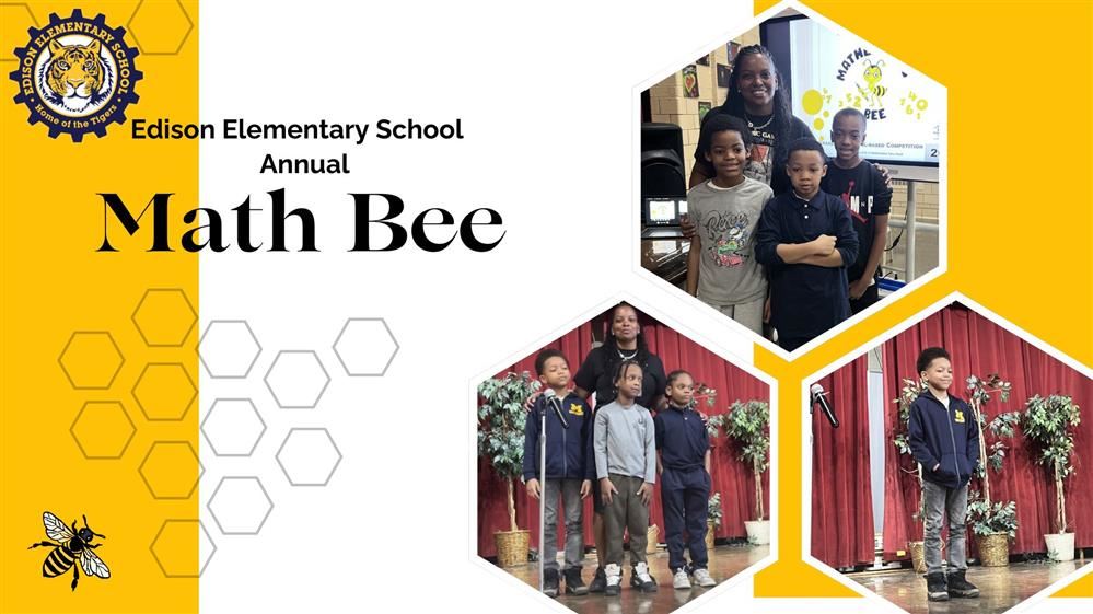  images of the school-wide math bee winners in the shape of honeycombs